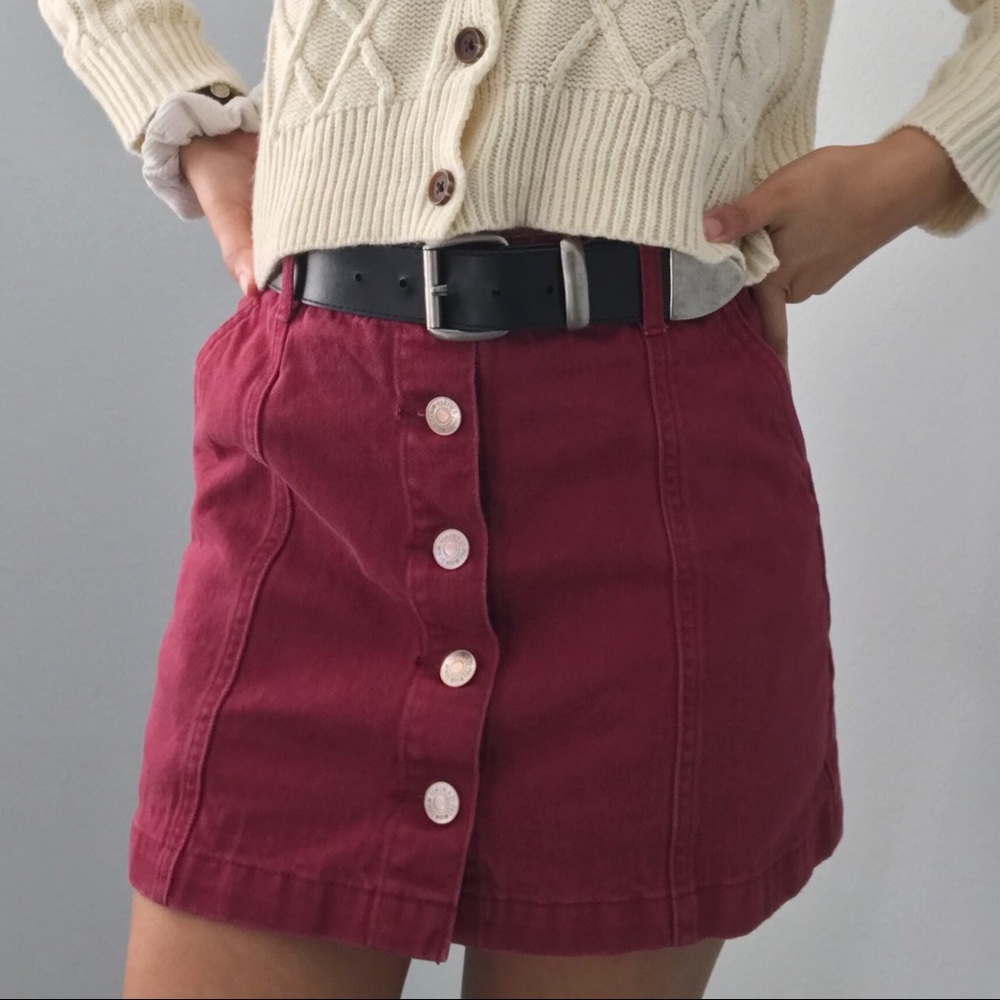 Forever 21 Maroon Denim Skirt